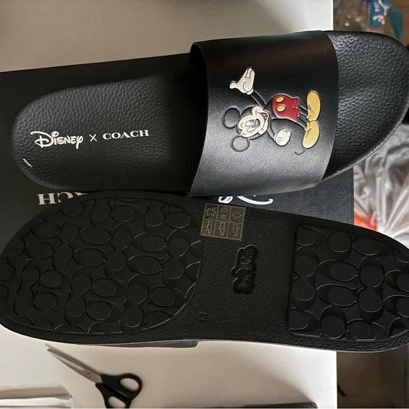 Coach Black Mickey Mouse Sandals - Picture 2 of 4